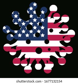 USA virus spread icon, country flag