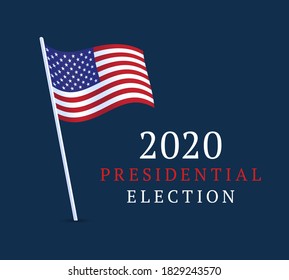 USA Vote banner. 2020 United States of America Presidential Election banner. Election background Vote 2020 with American flag