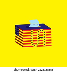 usa vote drop box flat design illustration icon with yellow background