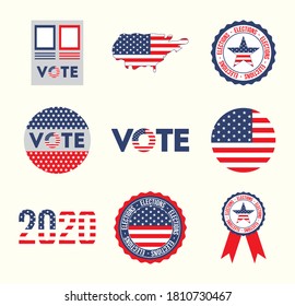Usa and vote icon set design, President election government and campaign theme Vector illustration