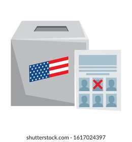 Usa vote paper and box design, United states america independence presidents day nation us country and national theme Vector illustration