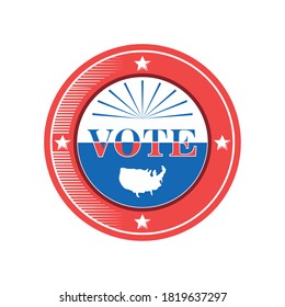 usa vote seal stamp with map detailed style icon design, elections and presidents day theme Vector illustration