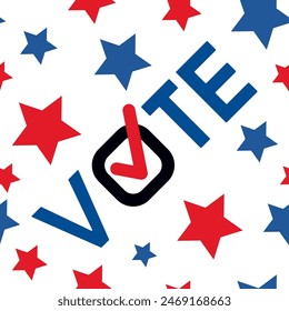 USA Vote Seamless Pattern Texture for print in transparent background