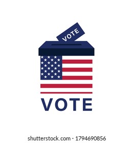 USA Voting ballot box icon. Flat vector design 