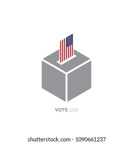 USA voting concept. National flag and ballot box.