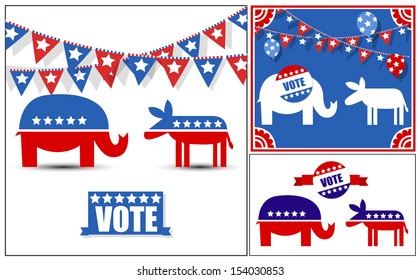 USA Voting Day Symbol Vector Graphics Set