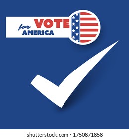 USA Voting Design Concept with Tick Sign on a Blue Background