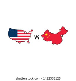 USA vs  China trade war vector design. USA vs China maps vector design template.