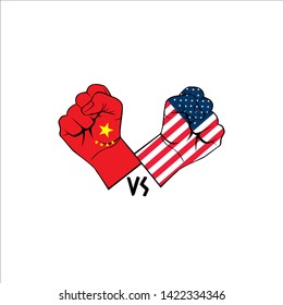 USA vs  China trade war vector design. USA vs  China hand cross design illustration.