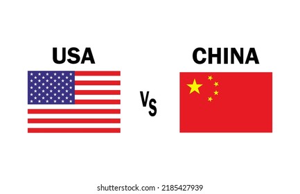 Icono vectorial EEUU vs CHINA. Banderas de dos superpotencias