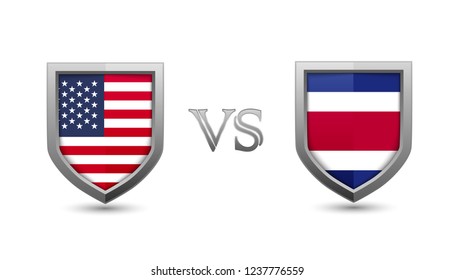 USA vs costa rica flag shield badges for international football competition