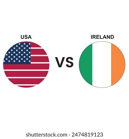 USA VS Ireland, cricket match concept with creative illustration of participant countries flag and national symbol on plain white background, Editable vector file.