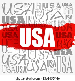 USA wallpaper word cloud, travel concept background