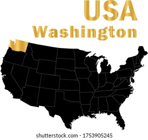 USA Washington Golden Outline Map