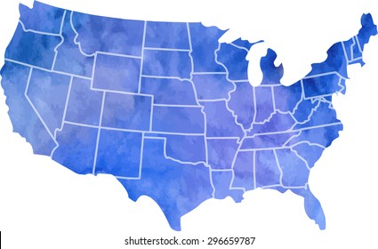 USA Watercolor Vector Map