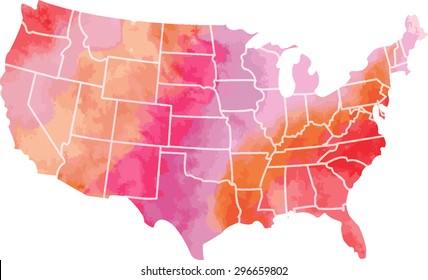 USA Watercolor Vector Map