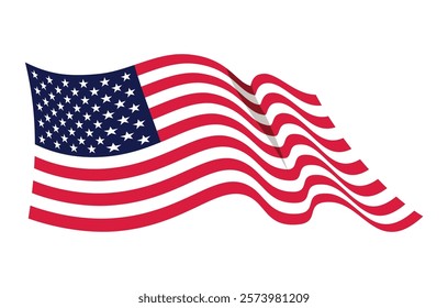 USA waving flag. American national symbol isolated on white background. Banner design element