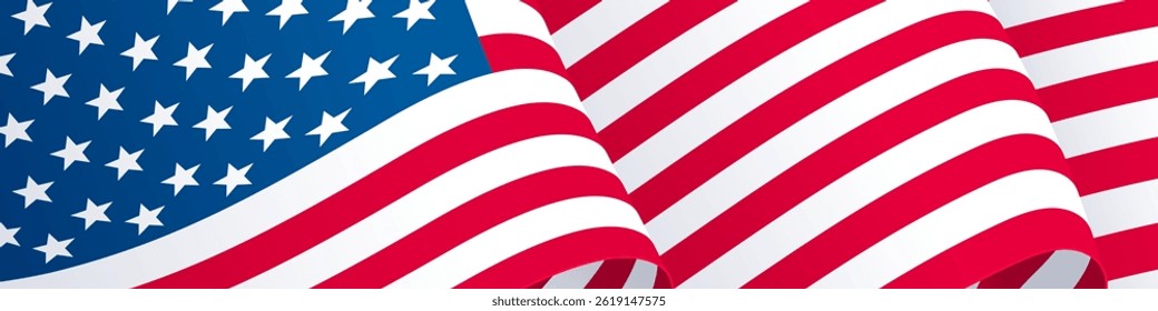 USA waving flag banner, American flag background, 4th July