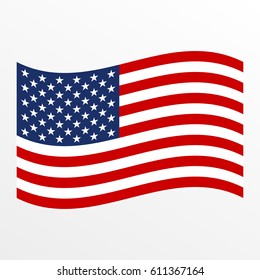 USA waving flag icon. United States of America national symbol. Vector illustration.