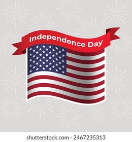 USA Wavy Flag Independence Day Banner Background