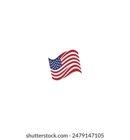Usa wavy flag on white background