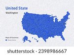 USA White Map with a capital of Washington, D.C. Shown in a Mosaic Pattern	
