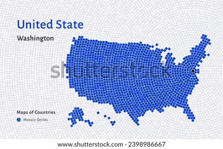 USA White Map with a capital of Washington, D.C. Shown in a Mosaic Pattern	