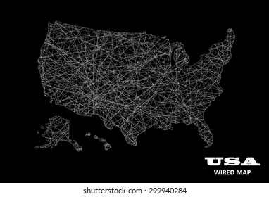 USA Wired Map - Transportation / Communication Concept