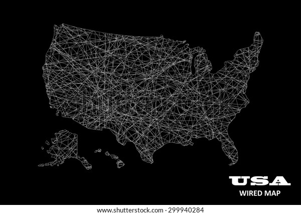 Usa Wired Map Transportation Communication Concept Stock Vector ...