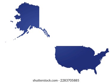 USA (with Alaska) blue map. vector illustration