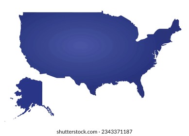 USA (with Alaska) blue map. vector illustration