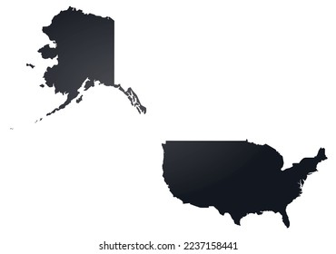 USA (with Alaska) grey map. vector illustration