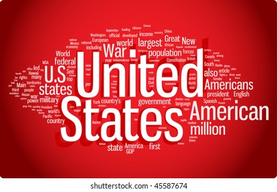 USA word cloud illustration. Graphic tag collection