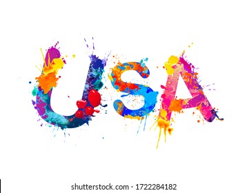  EE.UU. Palabra de coloridas letras de pintura vectorial. Para pantalones T