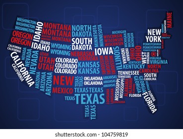 USA wordcloud map