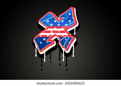 USA X Hand Lettering Graffiti vector template