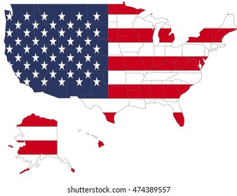usa2 country flag on white background.