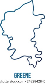 USA,Alabama state, greene county simplified contour map.Navy blue gradient hand drawn line 