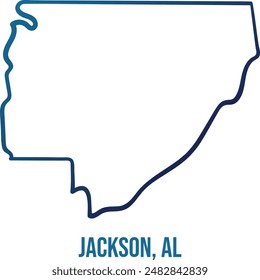 USA,Alabama state, jackson county simplified contour map.Navy blue gradient hand drawn line 