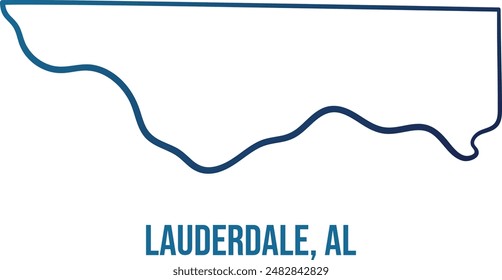 USA,Alabama state, lauderdale county simplified contour map.Navy blue gradient hand drawn line 