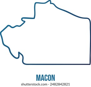 USA,Alabama state, macon county simplified contour map.Navy blue gradient hand drawn line 