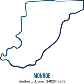 USA,Alabama state, monroe county simplified contour map.Navy blue gradient hand drawn line 