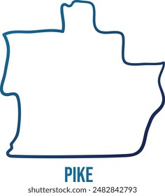 USA,Alabama state, pike county simplified contour map.Navy blue gradient hand drawn line 