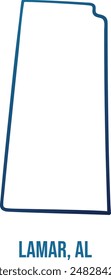 USA,Alabama state,lamar county simplified contour map.Navy blue gradient hand drawn line 
