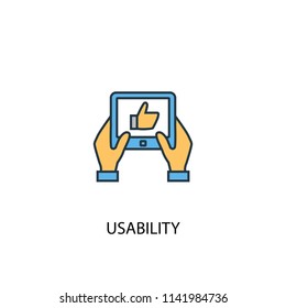 usability concept 2 colored line icon. Simple yellow and blue element illustration. usability concept outline symbol design from Online business set