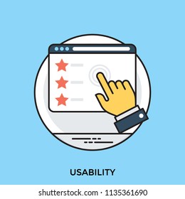 
Usability concept depiction via hand on a screen touching the rating bar 
