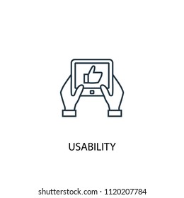 usability concept line icon. Simple element illustration. usability concept outline symbol design from online business set. Can be used for web and mobile UI/UX