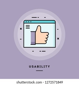 Usability, flat design thin line banner, usage for e-mail newsletters, web banners, headers, blog posts, print and more. Vector illustration.