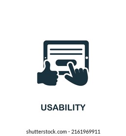 Icono de usabilidad. Icono de diseño web simple monocromo para plantillas, diseño web e infografías