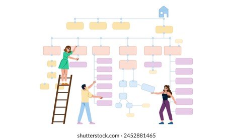 usability information architecture website vector. content structure, user experience, organization hierarchy usability information architecture website character. people flat cartoon illustration